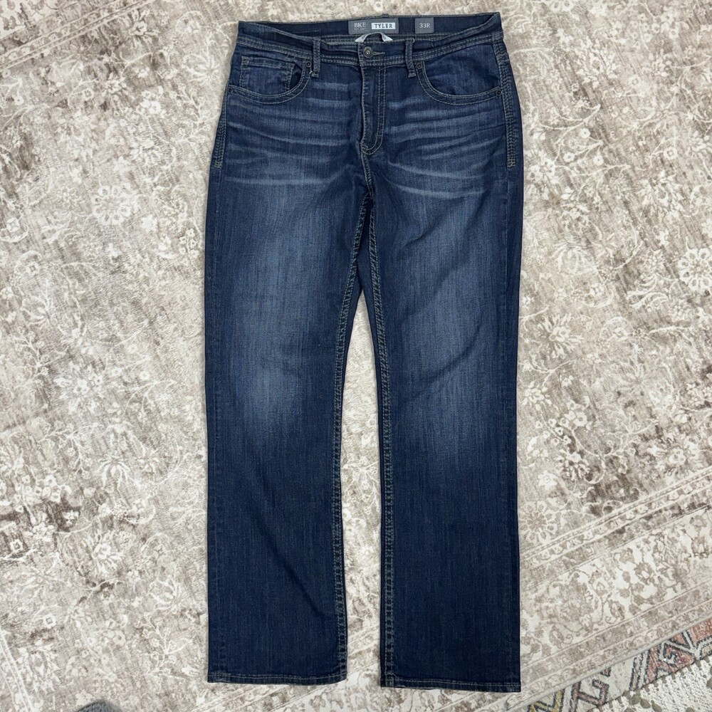 BKE Tyler Straight Leg 33Rx32 Dark Wash Rodeo Western Stretch